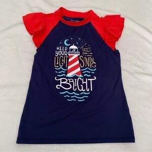 5/$25 Cat & Jack Red‎ and Navy Kids Swim Rashguard Swimsuit Shirt Top
